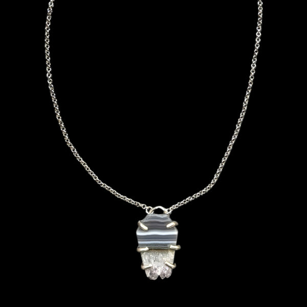 Agate Slice Druzy Coffin Necklace