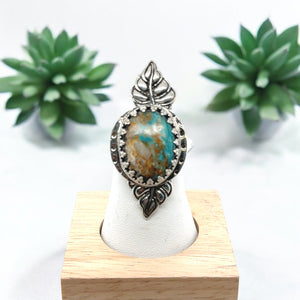 Wood Opal Leaf Ring