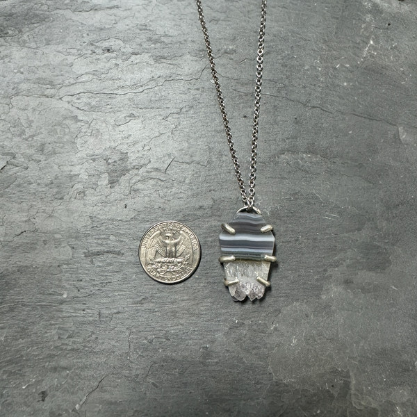 Agate Slice Druzy Coffin Necklace