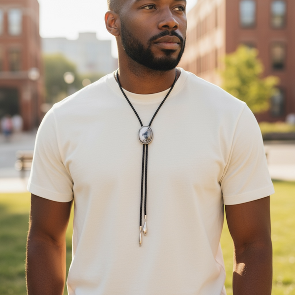 Dendritic Agate Bolo Tie