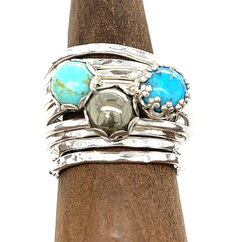 Stackable Rings - Gemstones and Hammered Textures