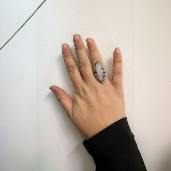 Bamboo Halo Moonstone Ring