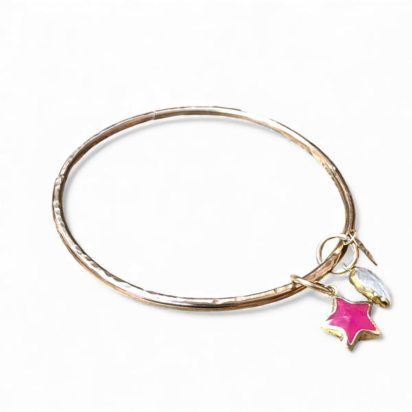 Gold Bangle with charms