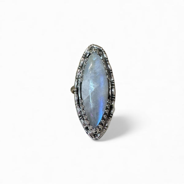 Bamboo Halo Moonstone Ring