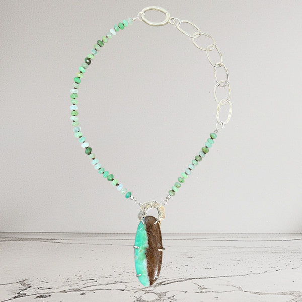 Wild Serenity – Handcrafted Chrysoprase & Sterling Silver Necklace