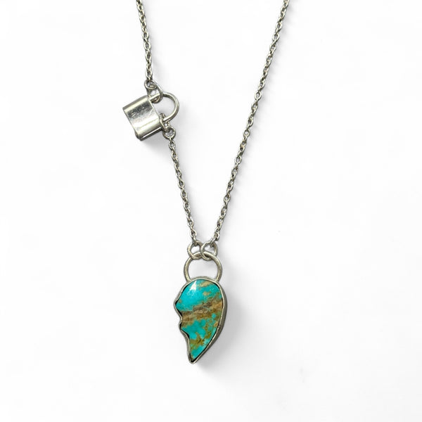 Kingman Turquoise Broken Heart Necklace – Sterling Silver Bestie Set