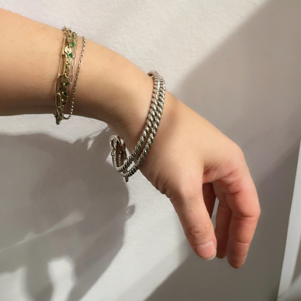 Silver Twisted Bangle-Interchangeable Charms