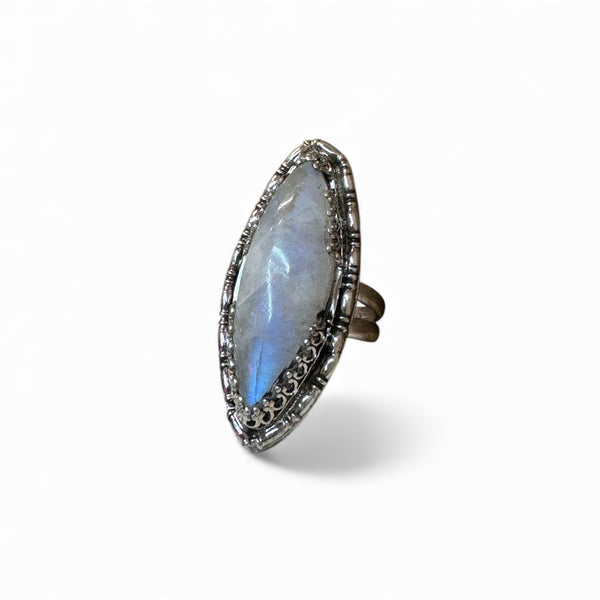 Bamboo Halo Moonstone Ring