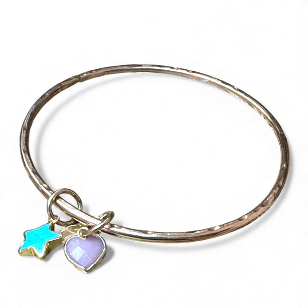 Gold Bangle with charms