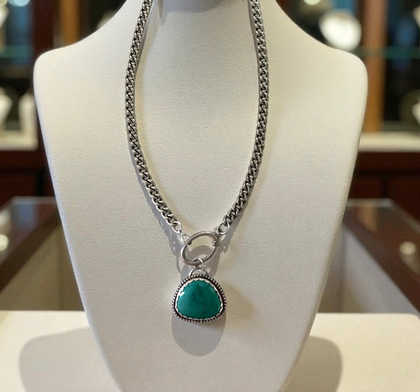 Nevada Nila Turquoise Necklace - Bold Curb Chain