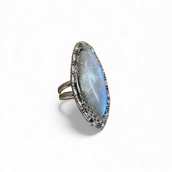 Bamboo Halo Moonstone Ring