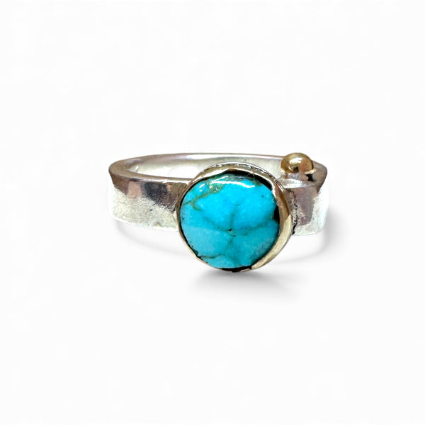 Turquoise Ring Silver and Gold