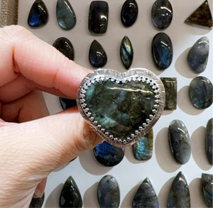 Labradorite Heart Ring