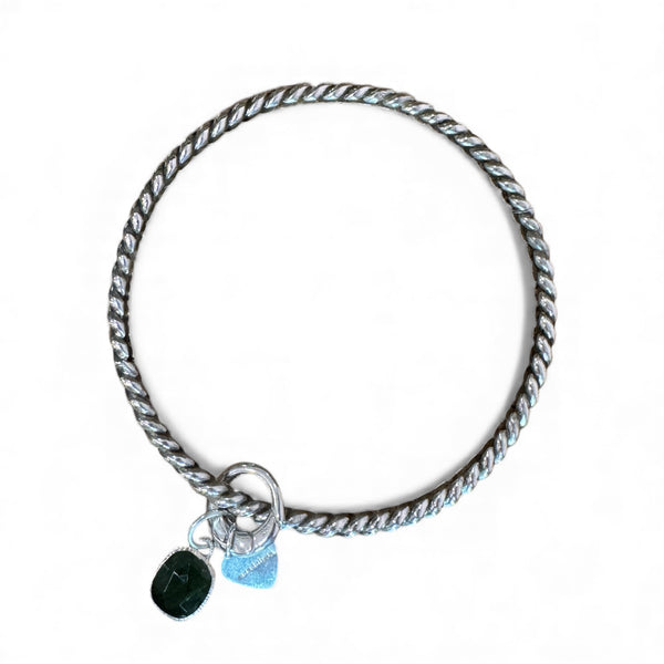 Silver Twisted Bangle-Interchangeable Charms