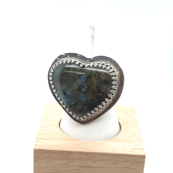 Labradorite Heart Ring