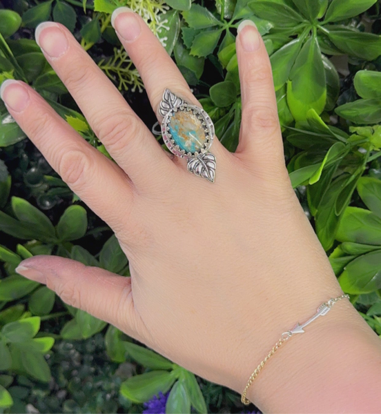 Wood Opal Leaf Ring