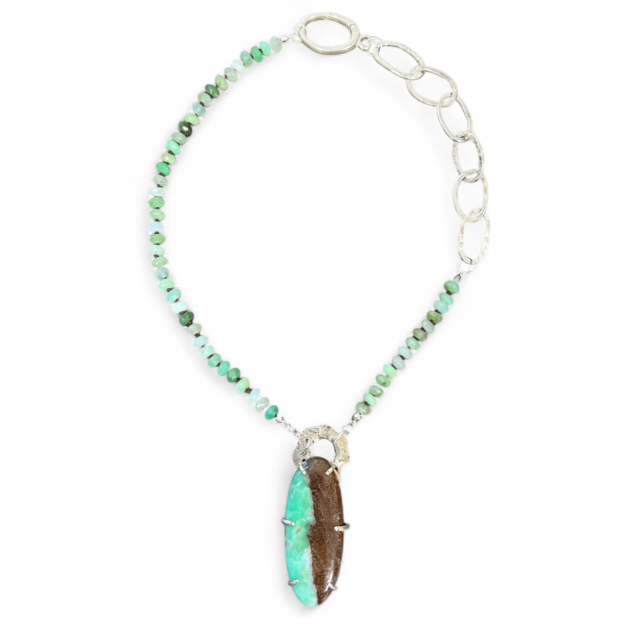 Wild Serenity – Handcrafted Chrysoprase & Sterling Silver Necklace