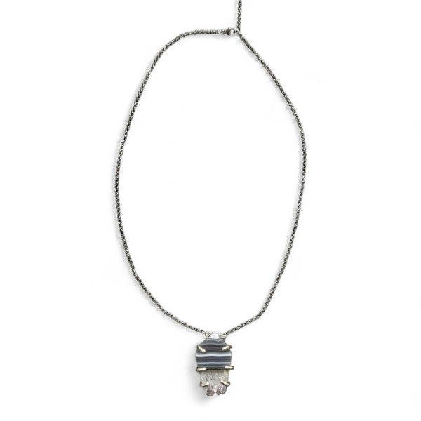 Agate Slice Druzy Coffin Necklace