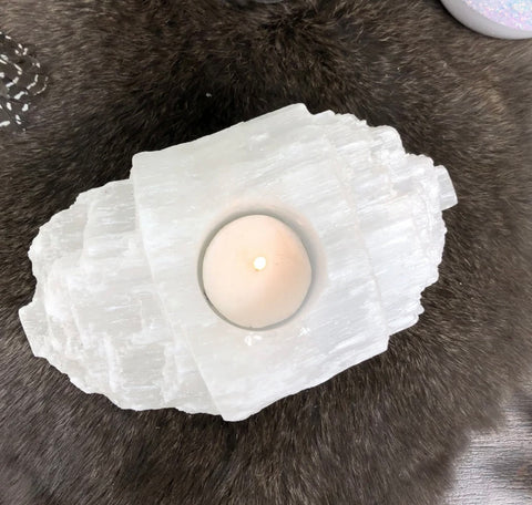 Selenite Candle Holder