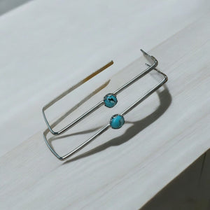 Rectangle Earring Hoops - Turquoise