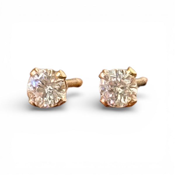 Tiny Gold Crystal Studs