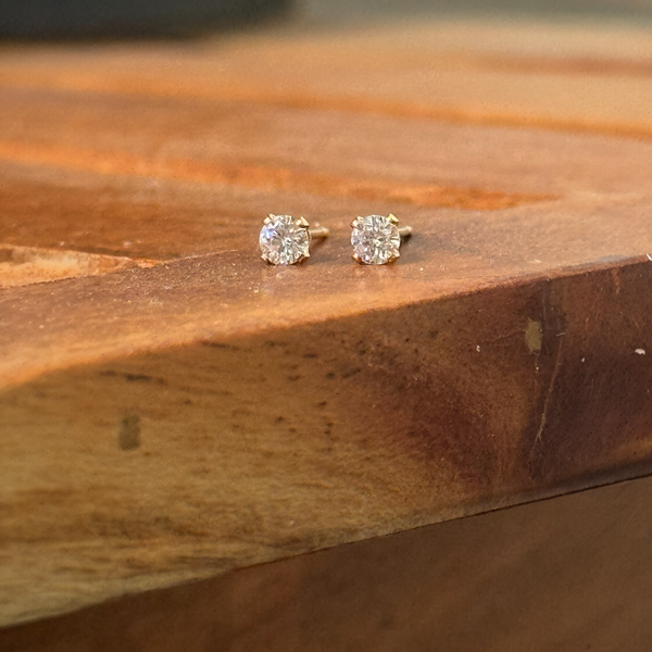 Tiny Gold Crystal Studs