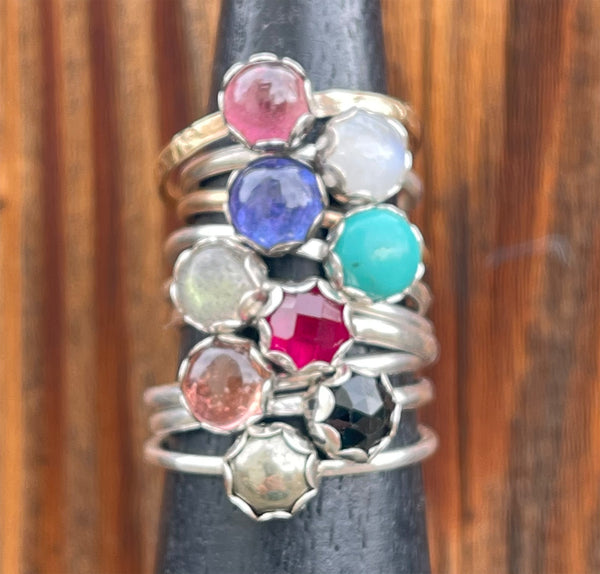 Stackable Rings - Gemstones and Hammered Textures
